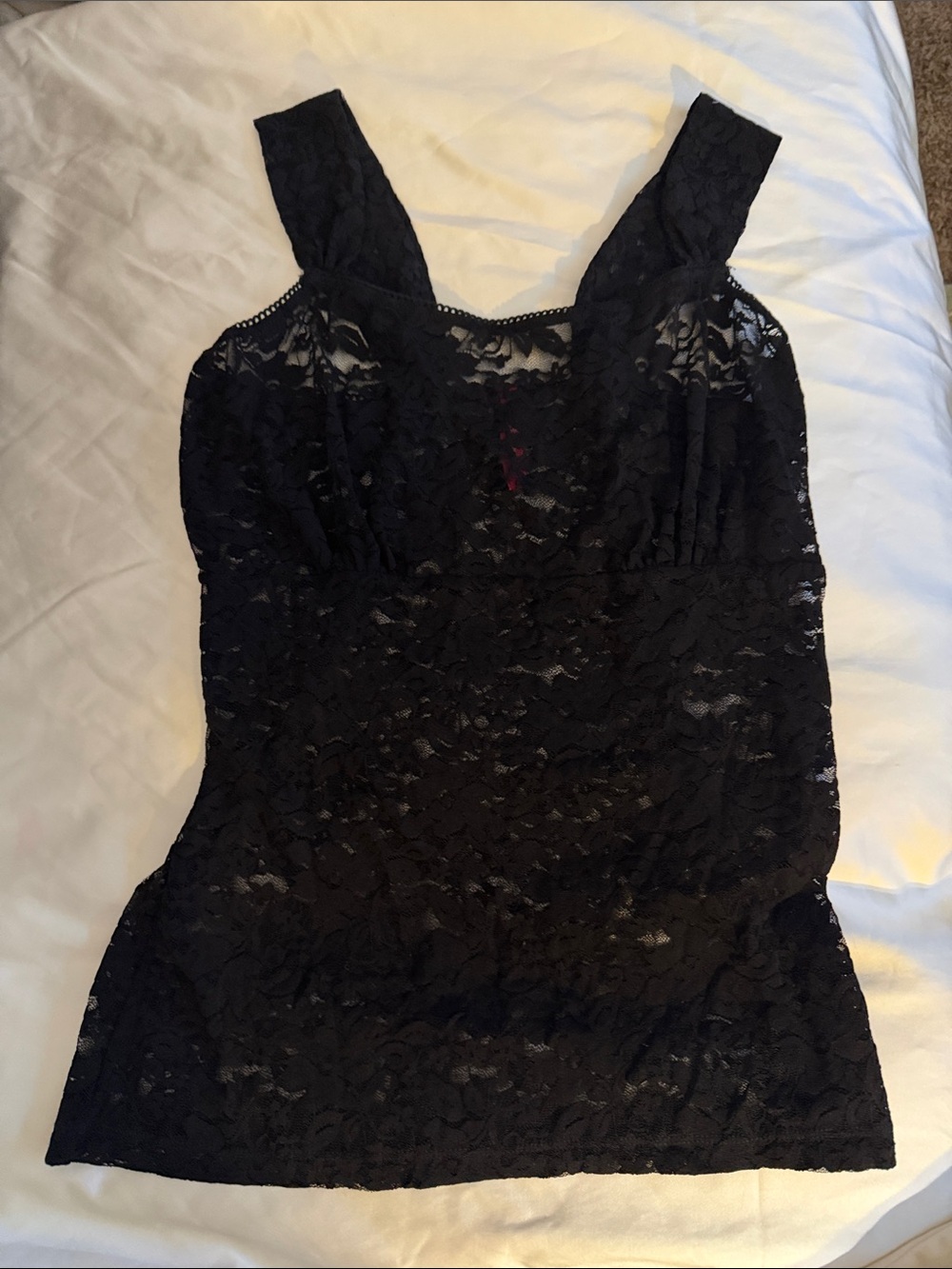 Ruby Ribbon Black Lace Sleeveless Tank